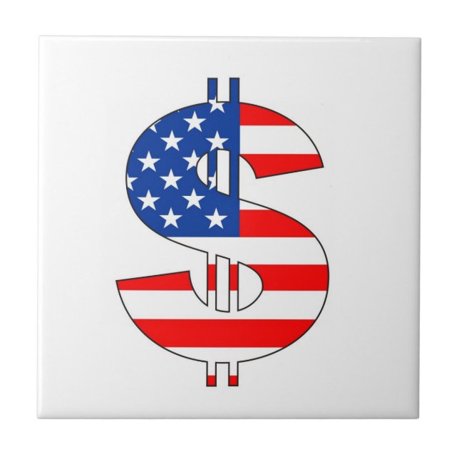 usa dollar symbol money sign tile (Front)