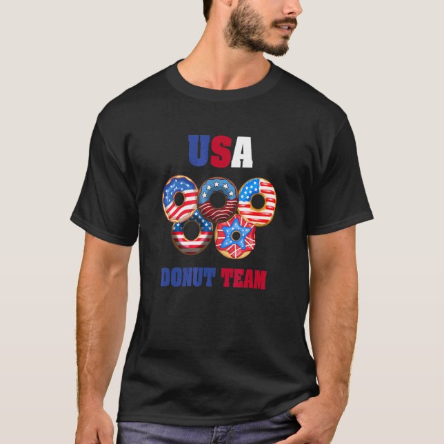 Usa Doughnut Team Flag Patterns T-Shirt (Front)