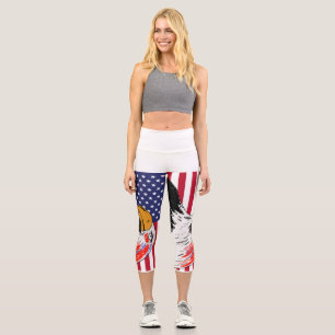 USA Drawing of an Eagle Capri Leggings
