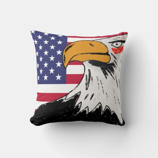 USA Drawing of an Eagle Cushion (Front)
