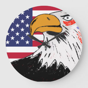 USA Drawing of an Eagle Large Clock