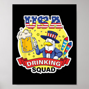 Usa Drinking Squad 4th Of July Independence Day Fu Poster