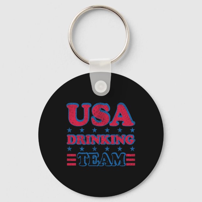 Usa Drinking Team 4th Of July Independence Day Dru Key Ring (Front)