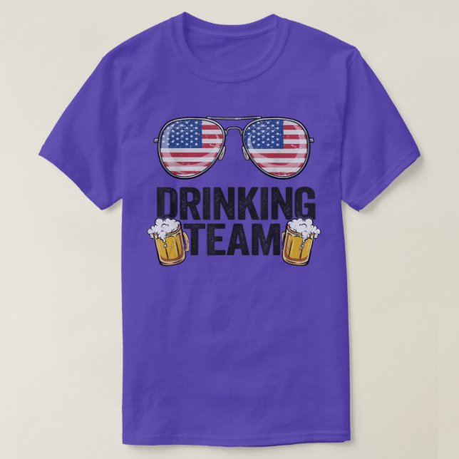 USA Drinking Team American Flag Sunglasses 4th Of  T-Shirt (Design Front)