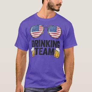USA Drinking Team American Flag Sunglasses 4th Of T-Shirt