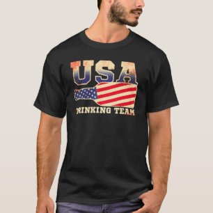 Usa Drinking Team Beer Party Vintage Usa Flag 2 T-Shirt