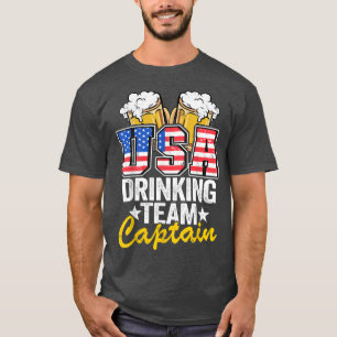 USA Drinking Team Captain American Flag 4th Of Jul T-Shirt