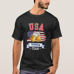 USA Drinking Team Funny Beer American Flag Garage T-Shirt