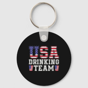 Usa Drinking Team Funny Drinking Beer Lover 4th Of Key Ring