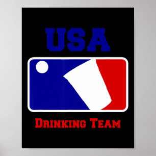 Usa Drinking Team Funny Party Beer Pong Game  Poster