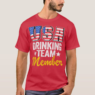USA Drinking Team Member American Flag 4th Of July T-Shirt
