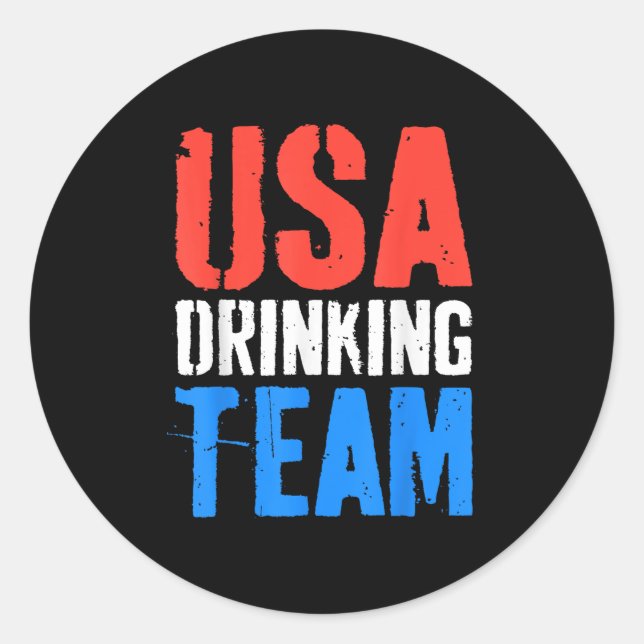 Usa Drinking Team Shirt Funny Men Women 4th Of Jul Classic Round Sticker (Front)