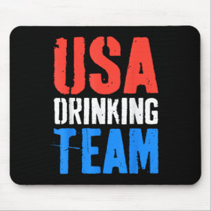 Usa Drinking Team Shirt Funny Men Women 4th Of Jul Mouse Mat