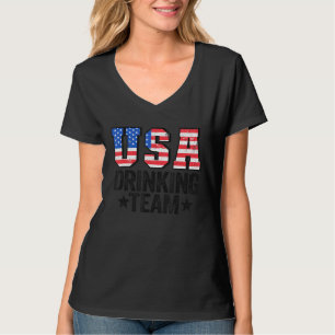 Usa Drinking Team Us American Flag 4th Of July Bee T-Shirt