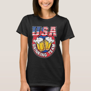 Usa Drinking Team Us American Flag 4th Of July Bee T-Shirt
