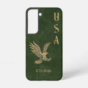 USA Eagle 1775 - 2026 Fax green leather  Samsung Galaxy Case