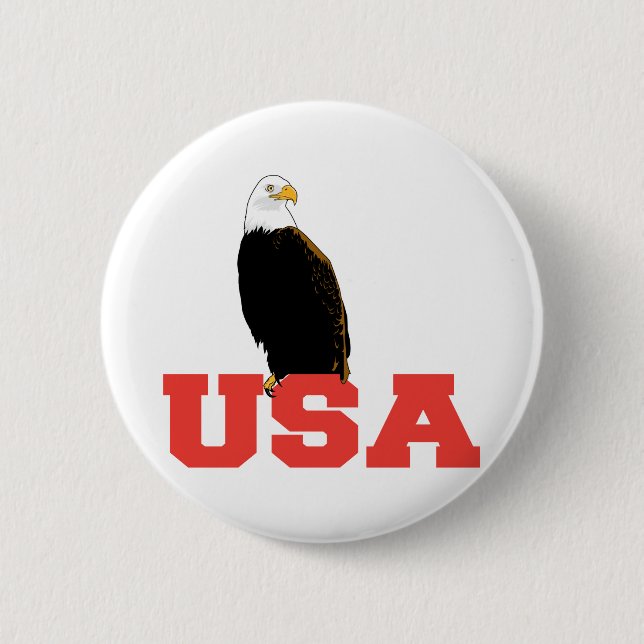 USA Eagle 6 Cm Round Badge (Front)
