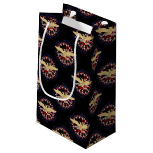 USA Eagle and Flag, Black-Blue-Gift Bag S
