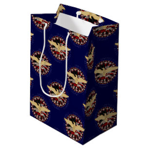 USA Eagle and Flag, Blue-Blue-Gift Bag M