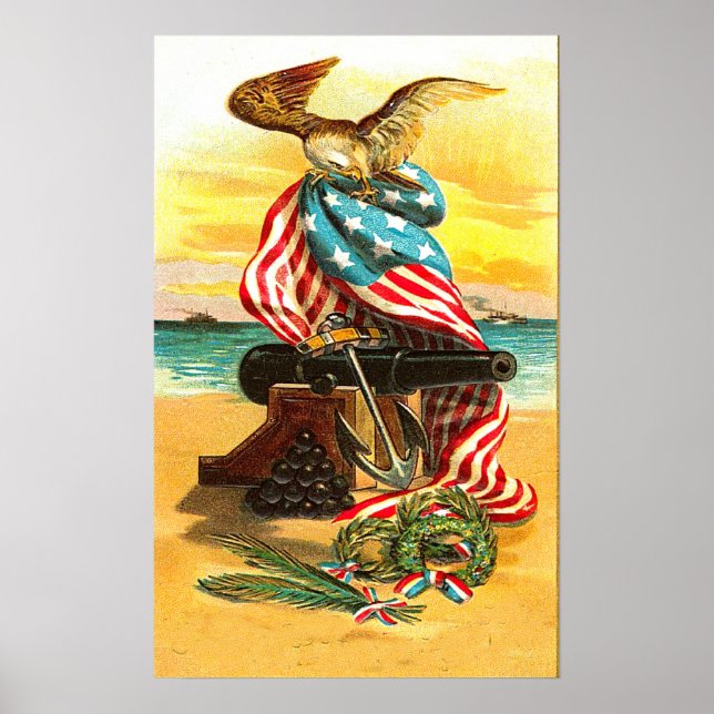USA Eagle and Flag Poster (Front)