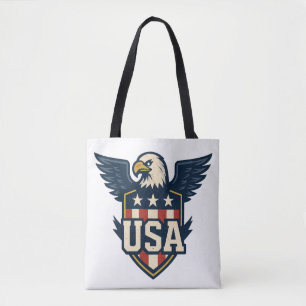 USA Eagle Crest — Vintage Flag Shield Tote Bag