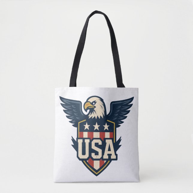 USA Eagle Crest — Vintage Flag Shield Tote Bag (Front)