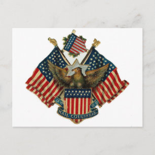 USA Eagle Flags Vintage Americana Postcard
