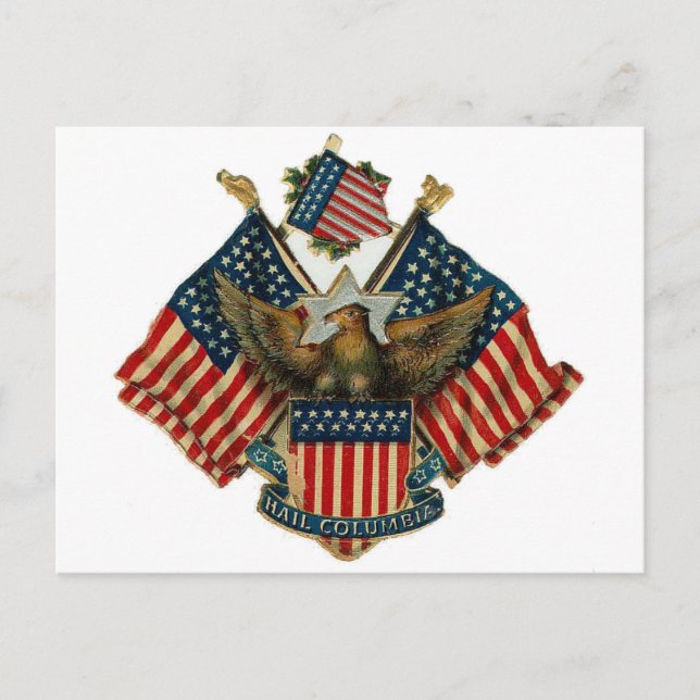 USA Eagle Flags Vintage Americana Postcard (Front)
