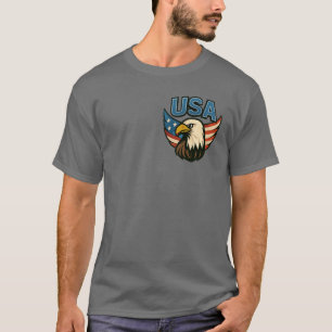 USA Eagle Patriot Emblem - Bold American Flag Desi T-Shirt