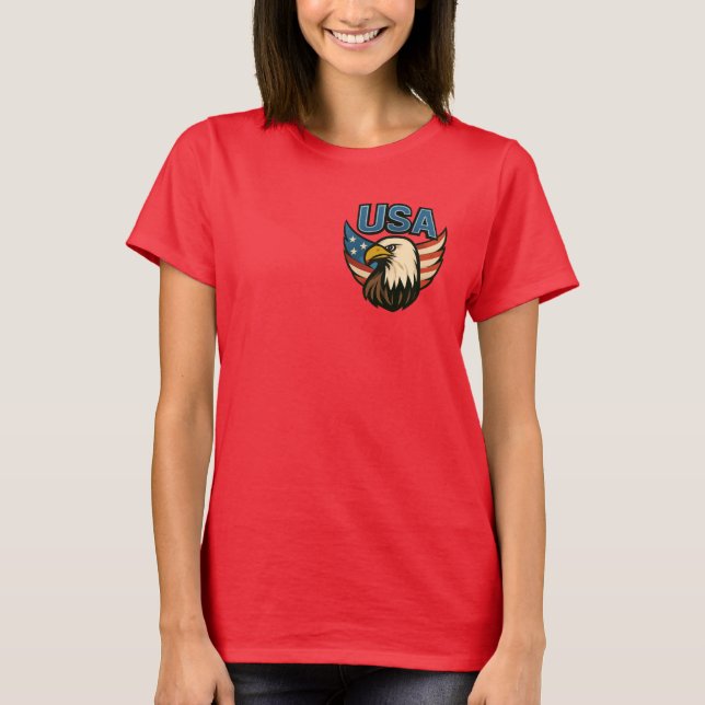 USA Eagle Patriot Emblem - Bold American Flag Desi T-Shirt (Front)