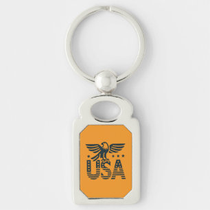 USA Eagle Patriotic Desig -Stars and Stripes Style Key Ring