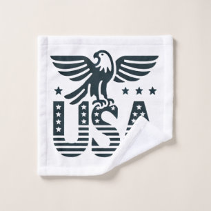 USA Eagle Patriotic Desig -Stars and Stripes Style Wash Cloth