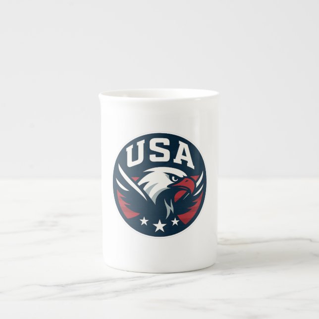 USA Eagle Roundel — Aggressive Sports Emblem Bone China Mug (Front)