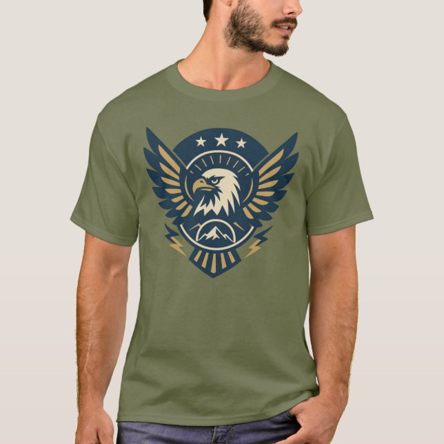 USA Eagle Shield — Vintage Flag Crest T-Shirt (Front)