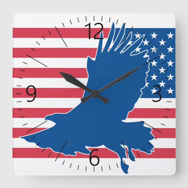 USA eagle Square Wall Clock (Front)
