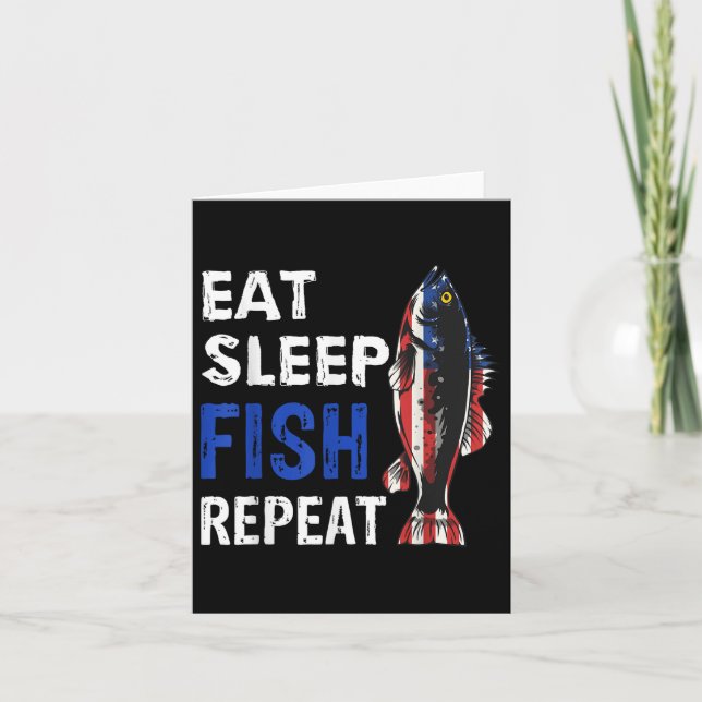Usa Eat Sleep Fish Repeat Funny Present  Card (Front)