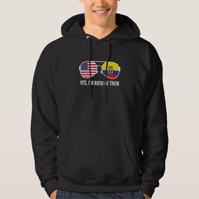 Usa Ecuador Flag Sunglasses Ecuadorian Americans Hoodie (Front)