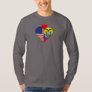 USA Ecuador Heart flags Spanish Hispanic Heritage  T-Shirt