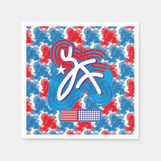 USA/EEUU FLAG SIMPLIFIED TEXT BY MASANSER PIXELAT NAPKIN (Front)