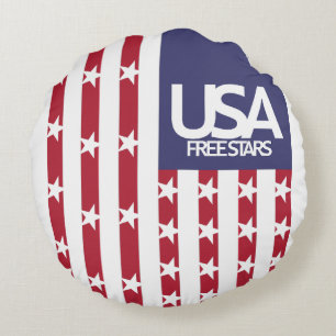 USA/EEUU FREE STARS FLAG BY MASANSER PIXELAT ROUND CUSHION
