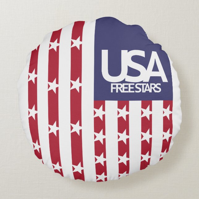 USA/EEUU FREE STARS FLAG BY MASANSER PIXELAT ROUND CUSHION (Back)