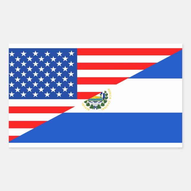 usa el salvador country half flag america symbol rectangular sticker (Front)