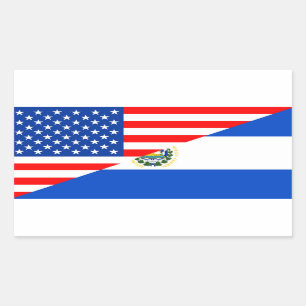 usa el salvador country half flag america symbol rectangular sticker