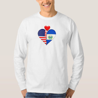USA El Salvador Heart flags Hispanic Heritage   T-Shirt