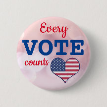 USA Election Every Vote Counts Pin Button