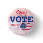 USA Election Every Vote Counts Pin Button