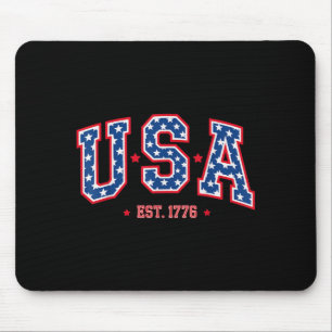 USA Est 1776 4th of July Patriotic American Flag Mouse Mat