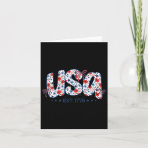 Usa Est 1776 Coquette Bow 4th Of July Usa Floral G Card