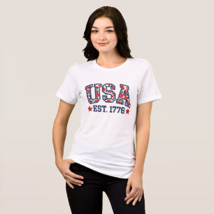 USA Est 1776 Faux Embroidery    America 1776–2026  Tri-Blend Shirt