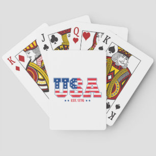 USA EST 1776 Patriotic American Flag Vintage Style Playing Cards